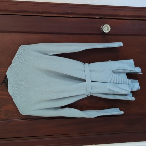 Haven Well Within Baby Blue Super Soft Long Sleeve Belted Open Cardigan Size Med - Picture 5 of 6